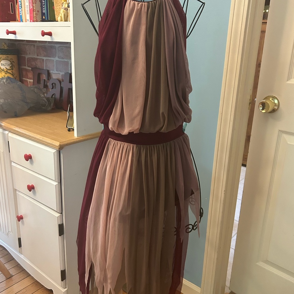 Weissman multi blend of cream beigh maroon sheer dance Costume
